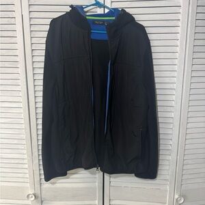 Nautica Men’s Black Lightweight Hooded Jacket with Blue Trim